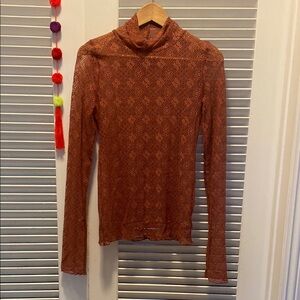Free People Terracotta Lace Blouse